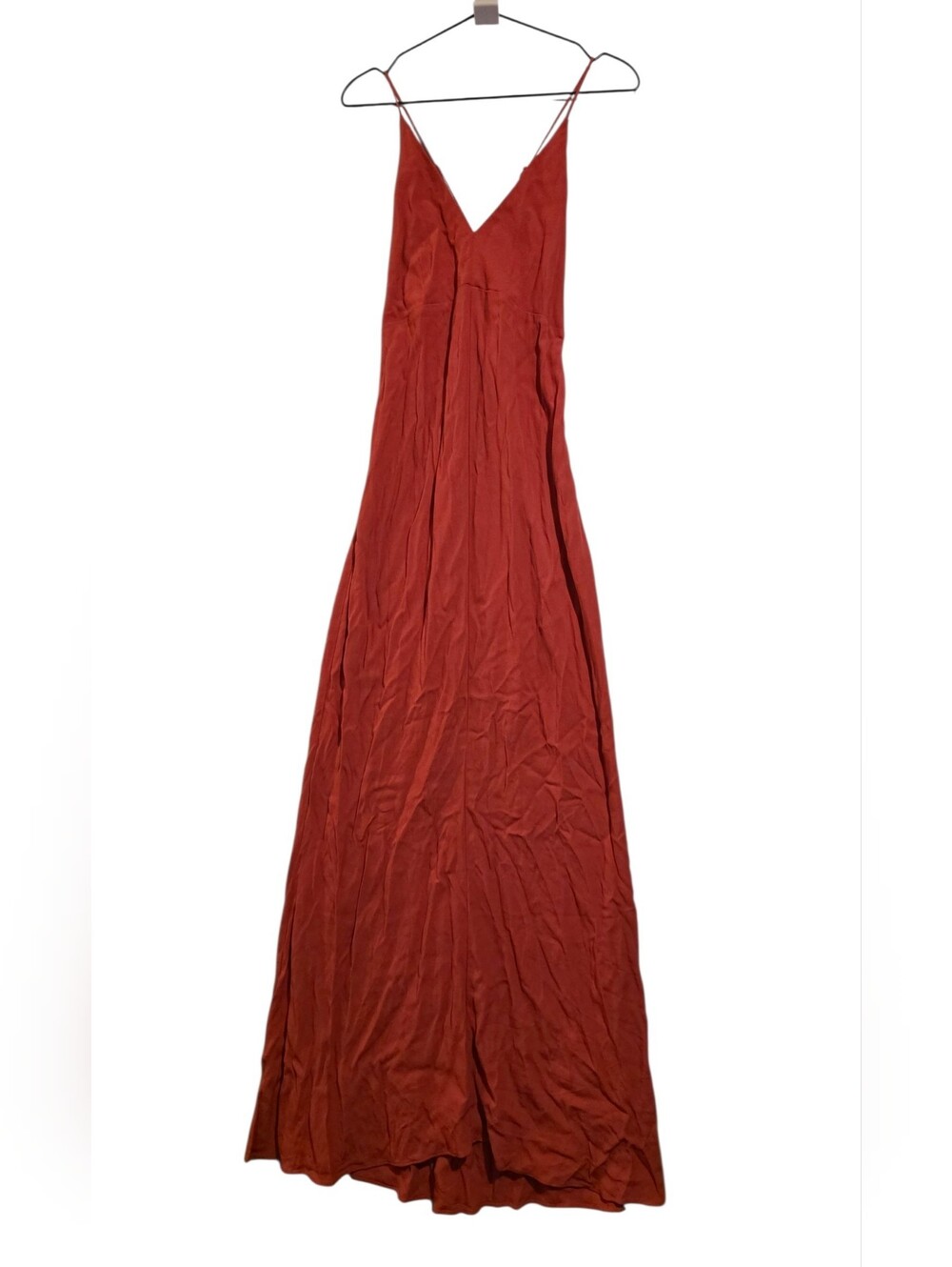 Reformation Maxi Dress Coral Cross Back Spaghetti Side Slit Viscose Size M